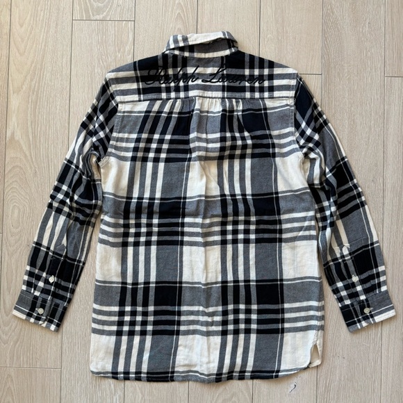 Polo Ralph Lauren Black and Cream Spell Out Plaid Shirt Teen Size 12 - Picture 7 of 11
